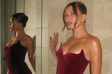 Hailey Bieber Dials Up Glam In A Red Velvet Gown For Pre-Birthday Celebrations