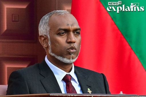 Maldives' President Mohamed Muizzu looks on after reading the oath during his inauguration ceremony in Male on November 17, 2023. (Credits: AFP)